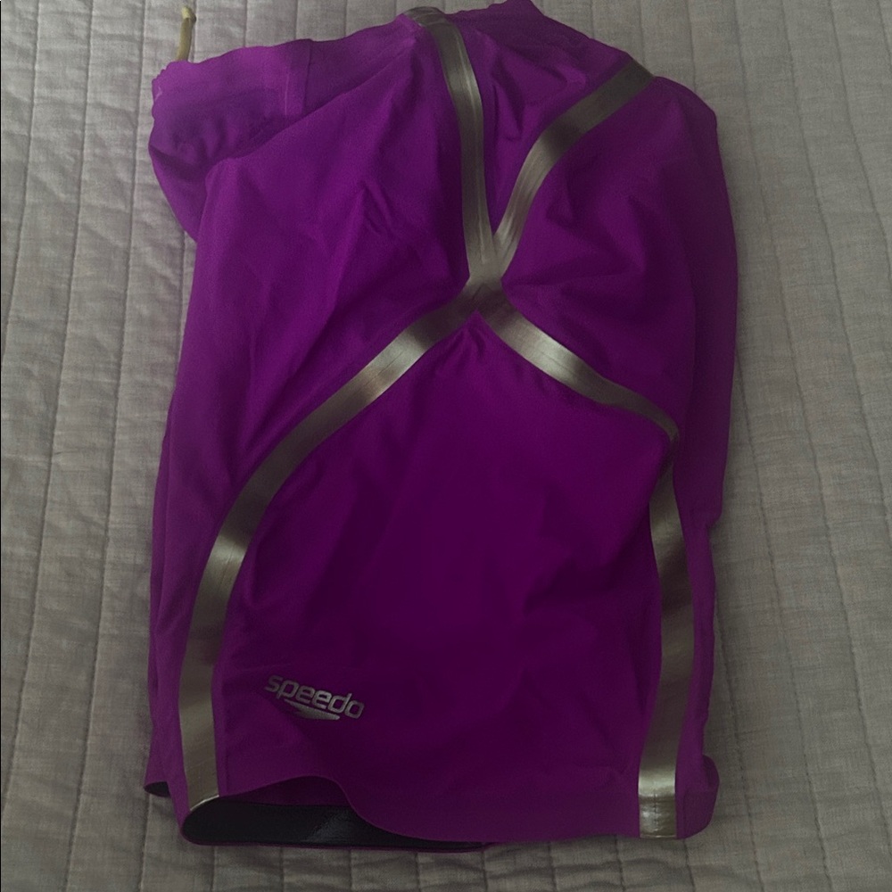 Speedo Magenta Swimwear with Silver Stripes